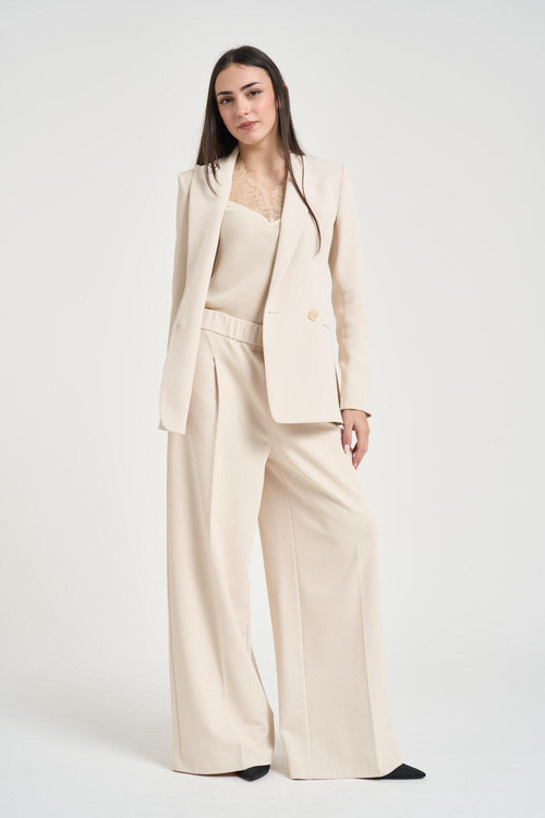 Pantalone donna a palazzo panna