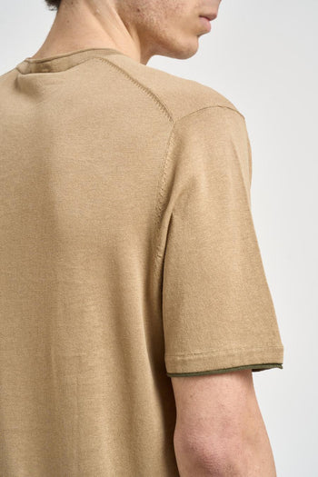 T-shirt uomo in maglia beige - 5
