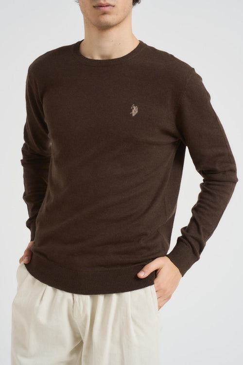 Maglia uomo girocollo cotone e cashmere marrone - 2