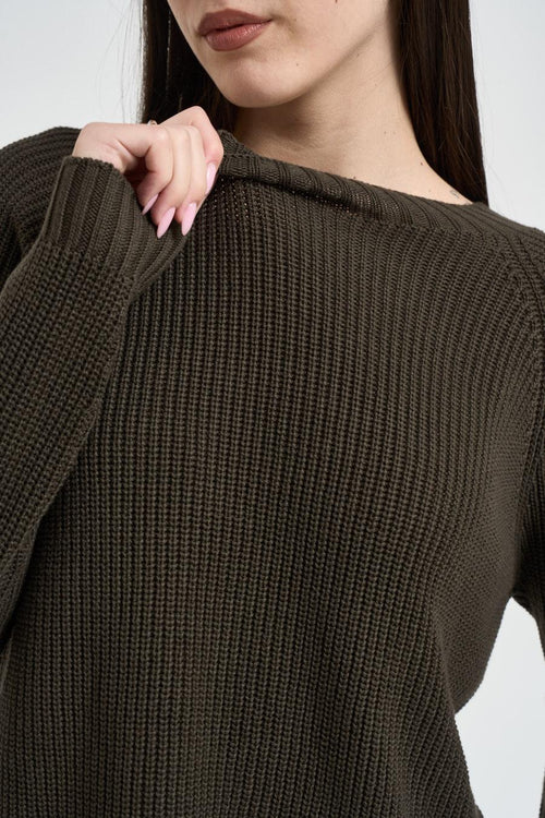 Maglia donna con spacchi marrone - 2