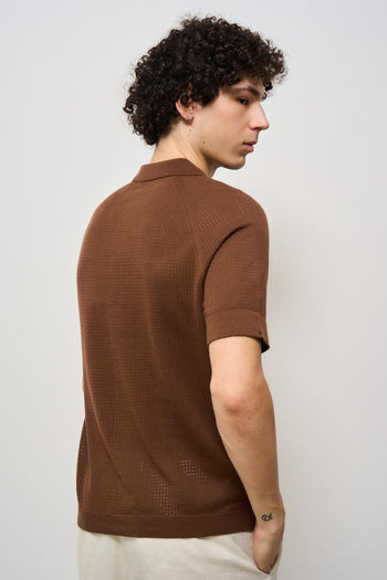 Polo uomo in maglia marrone - 5