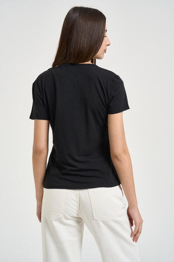 T-shirt donna girocollo nera - 4