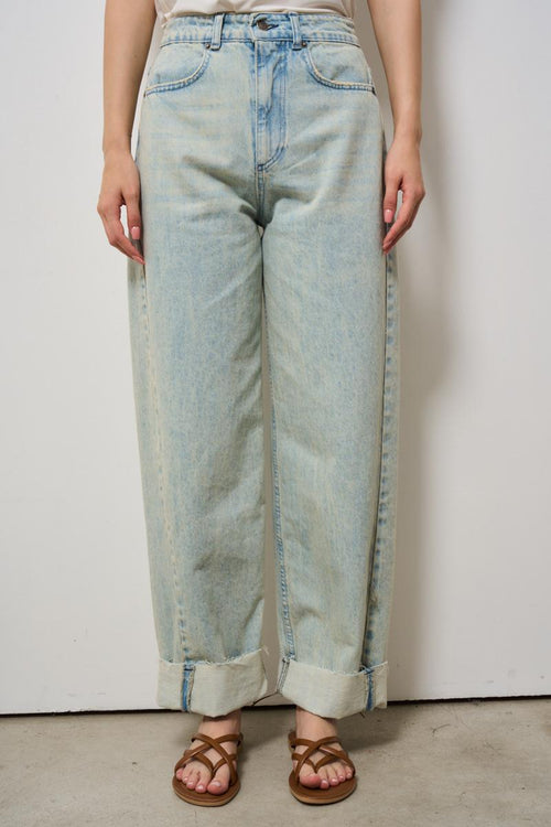 Jeans donna a palazzo in denim chiaro