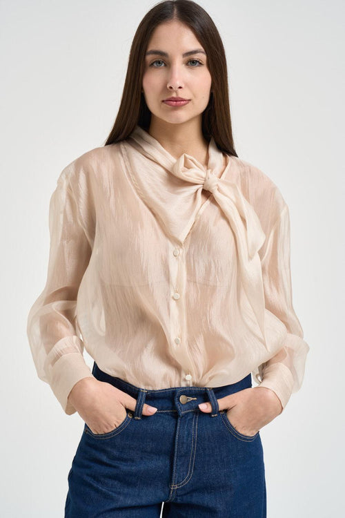 Camicia donna leggera effetto satinato burro