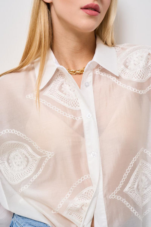 Camicia donna bianca con ricami - 2