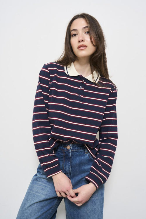 Polo donna a righe manica lunga - 2