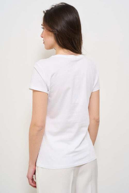 T-shirt donna girocollo con strass - 2