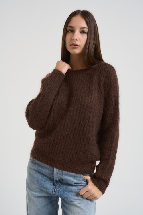 Maglia donna scollo a barchetta moro