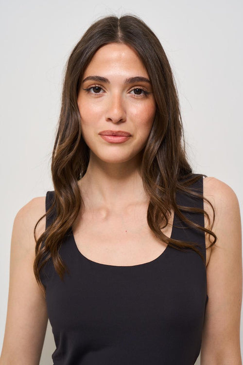 Women's black square neck top - 2
