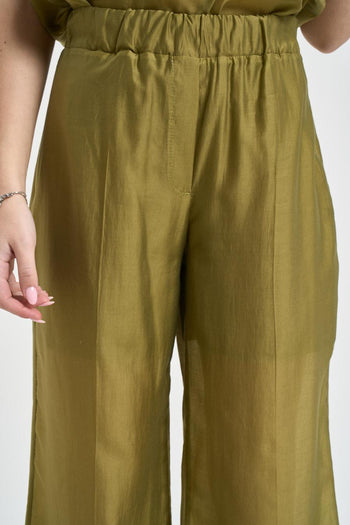 Pantalone donna a palazzo verde oliva - 6