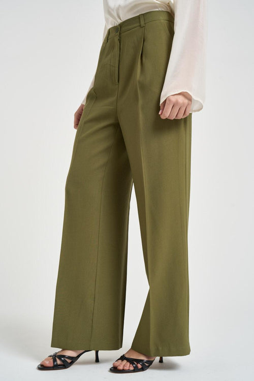 Pantalone donna gamba dritta verde oliva - 2