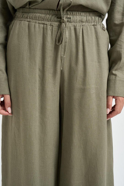 Pantalone donna fluido verde militare - 2
