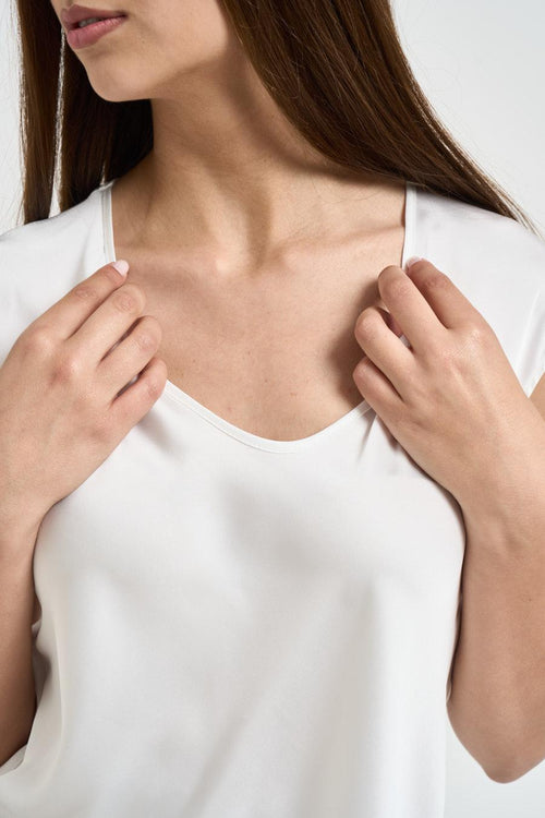 Blusa donna satinata bianca - 2