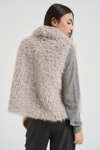 Gilet donna ecopelliccia grigio chiaro - 5