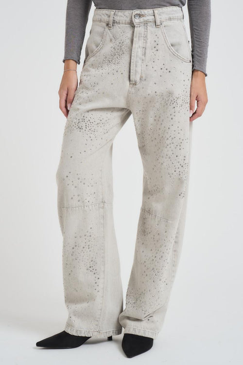 Jeans donna a palazzo in denim grigio chiaro - 2