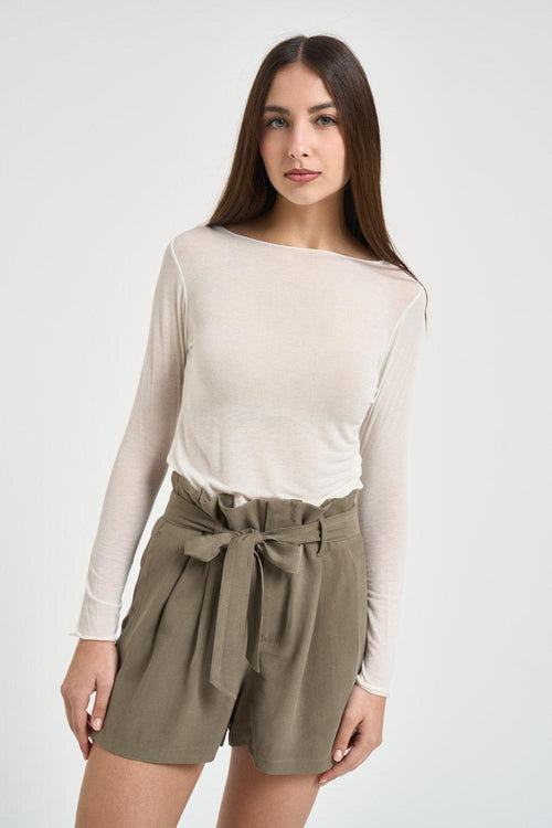 Maglia donna semitrasparente burro