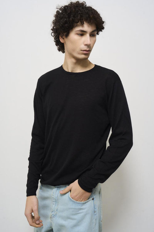 Men's black crew neck sweater - 2