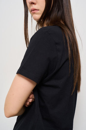 T-shirt donna girocollo nera - 5