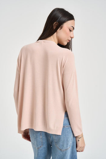 Maglia donna scollo a barca rosa cipria - 3