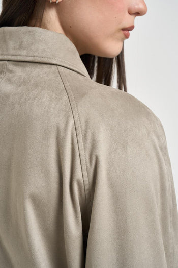 Giacca donna in suede verde salvia - 5