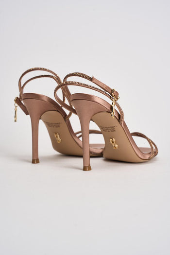 Sandalo donna con tacco bronzo e strass - 6