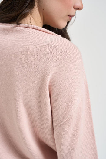 Maglia donna scollo a barca cipria - 4