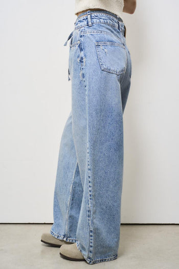 Jeans donna wide-leg in denim chiaro - 3