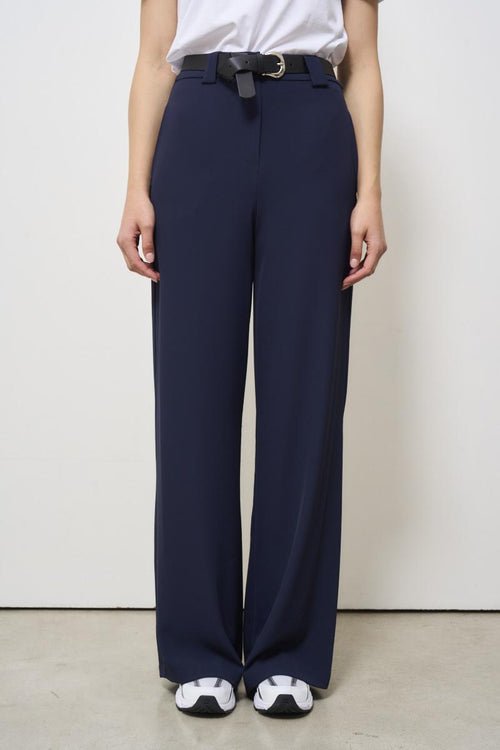 Pantalone donna blu con cintura