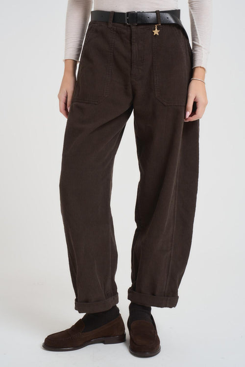 Pantalone donna a costine moro
