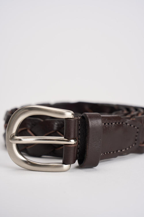 Cintura uomo in pelle intrecciata marrone - 2