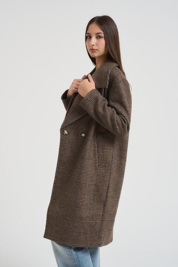 Cappotto donna a quadri marrone - 3