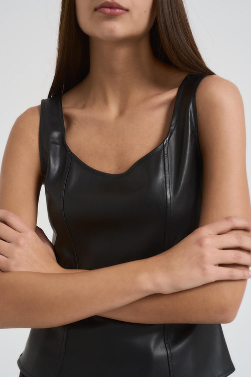 Top donna in ecopelle nera - 2