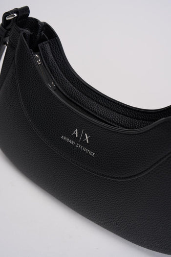 Borsa donna nera con tracolla in tessuto - 4