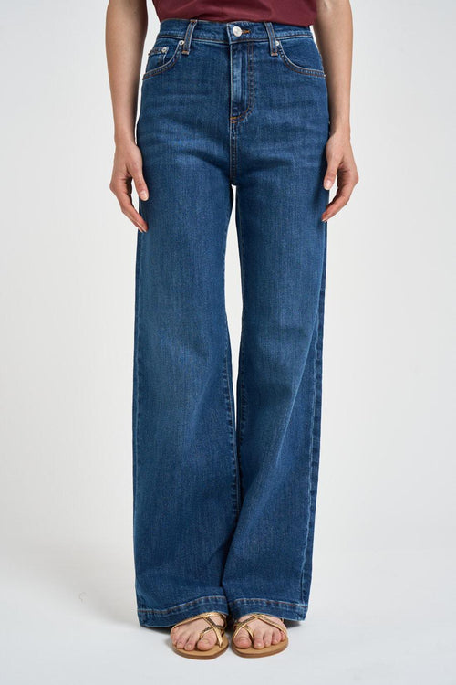 Jeans donna a palazzo in denim blu - 1