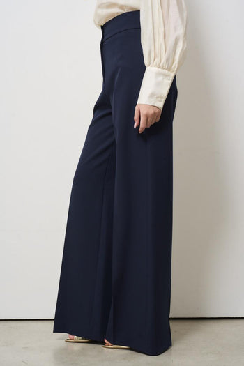 Pantalone donna blu a palazzo - 3