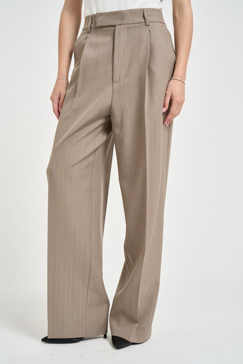 Pantalone donna a gamba dritta tortora