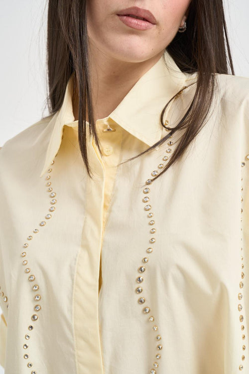 Camicia donna con strass giallo pastello - 2