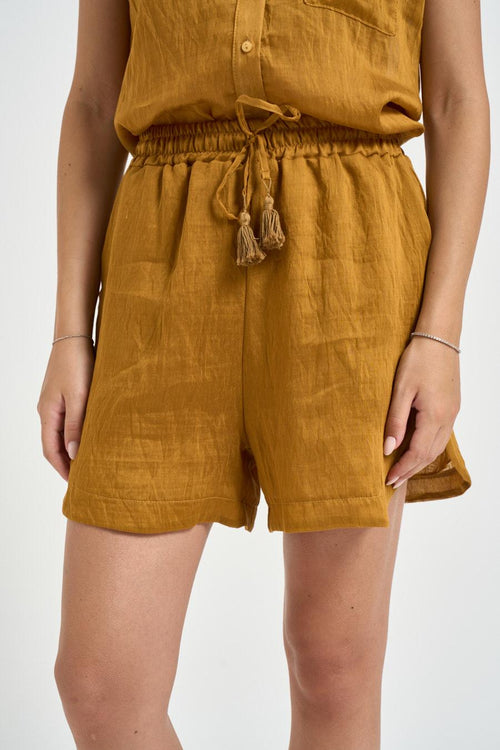 Shorts donna fluidi ocra - 1