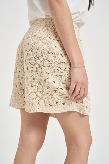 Shorts donna in crochet ecru - 4