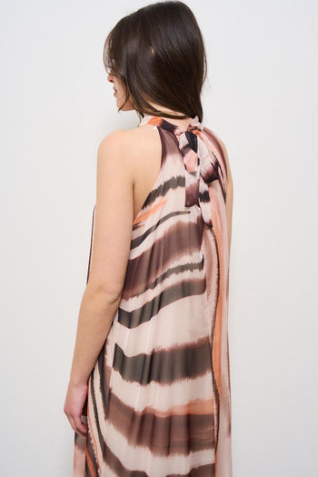 Abito donna lungo a righe marrone - 5