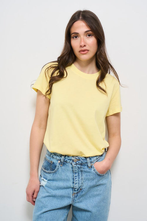 T-shirt donna girocollo gialla