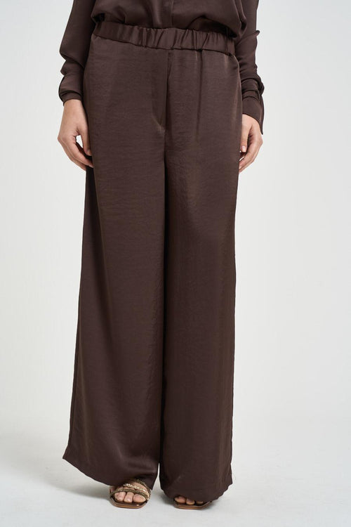 Pantalone donna satinato marrone