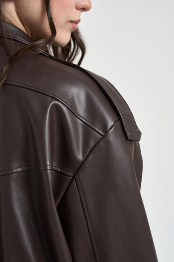 Bomber donna in ecopelle marrone - 5