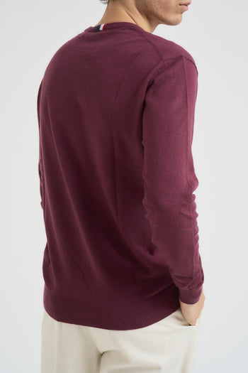 Maglia uomo girocollo cotone e cashmere bordeaux - 4