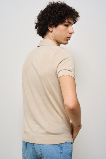 Polo uomo in maglia beige - 5