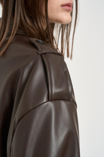 Giacca donna in ecopelle moro - 8