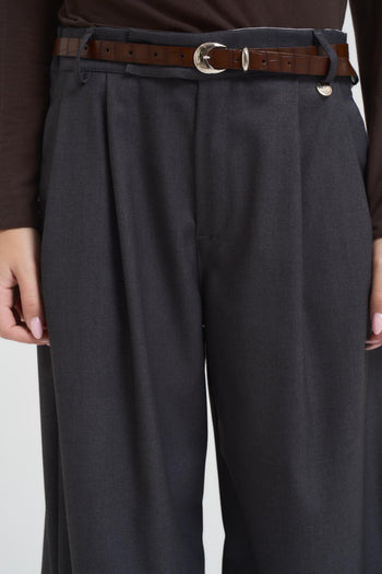 Pantalone donna a palazzo grigio scuro - 4