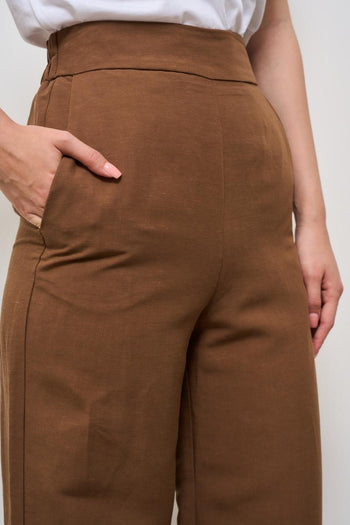 Pantalone donna a palazzo marrone - 7