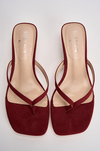 Sandali donna infradito in suede rosso - 6