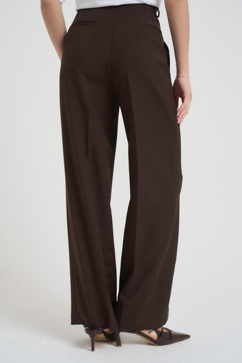 Pantalone donna a palazzo marrone - 4